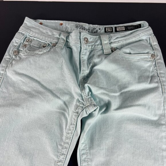 Miss Me Jeans Women's 31x31* Low Rise Skinny Icy Blue Embellished Denim Tag 29 - Picture 2 of 16